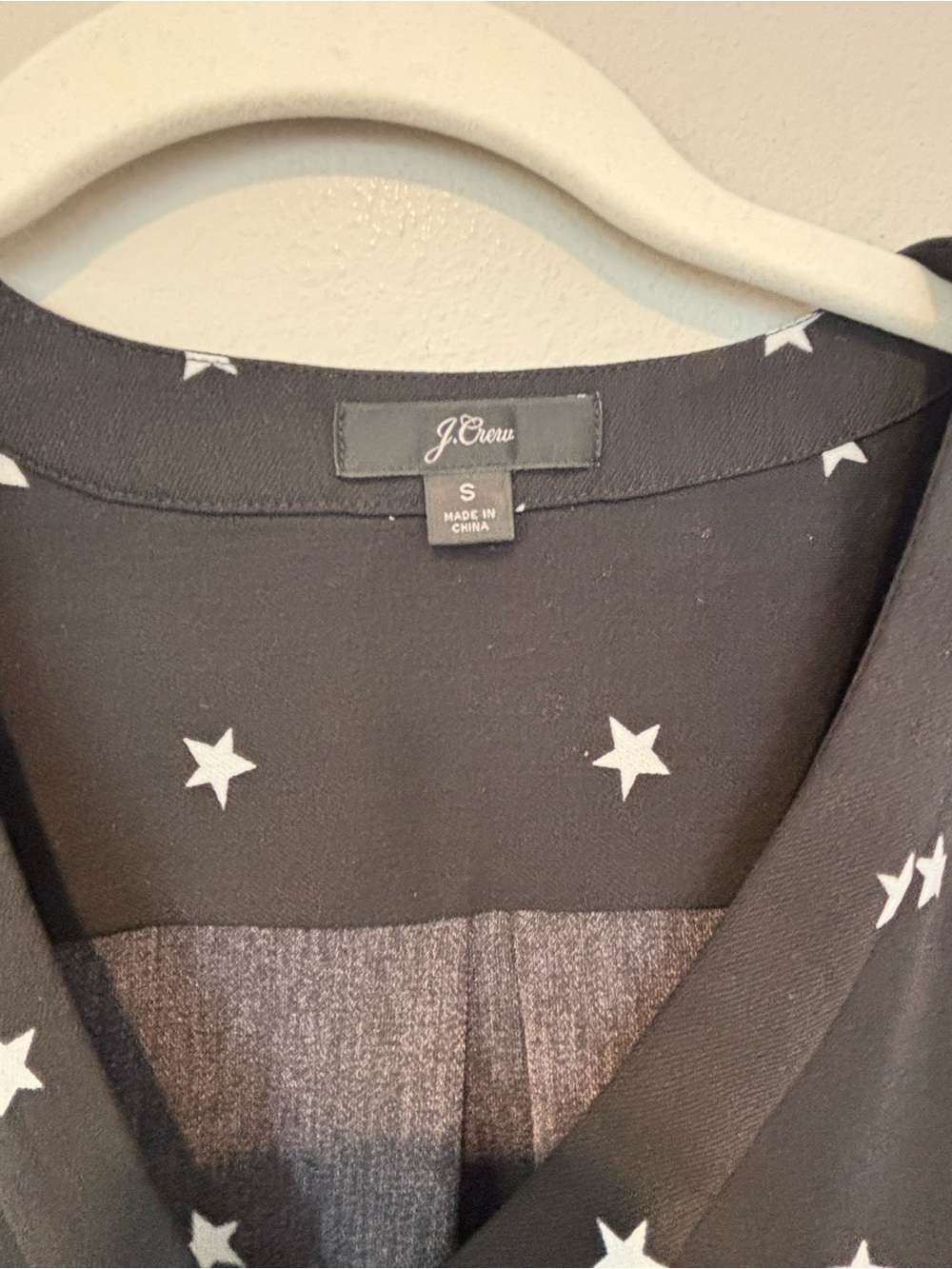 J. Crew Black Star-Print V-Neck Blouse - Picture 3 of 4